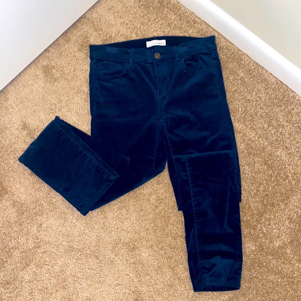 Loft navy blue velvet skinny pants